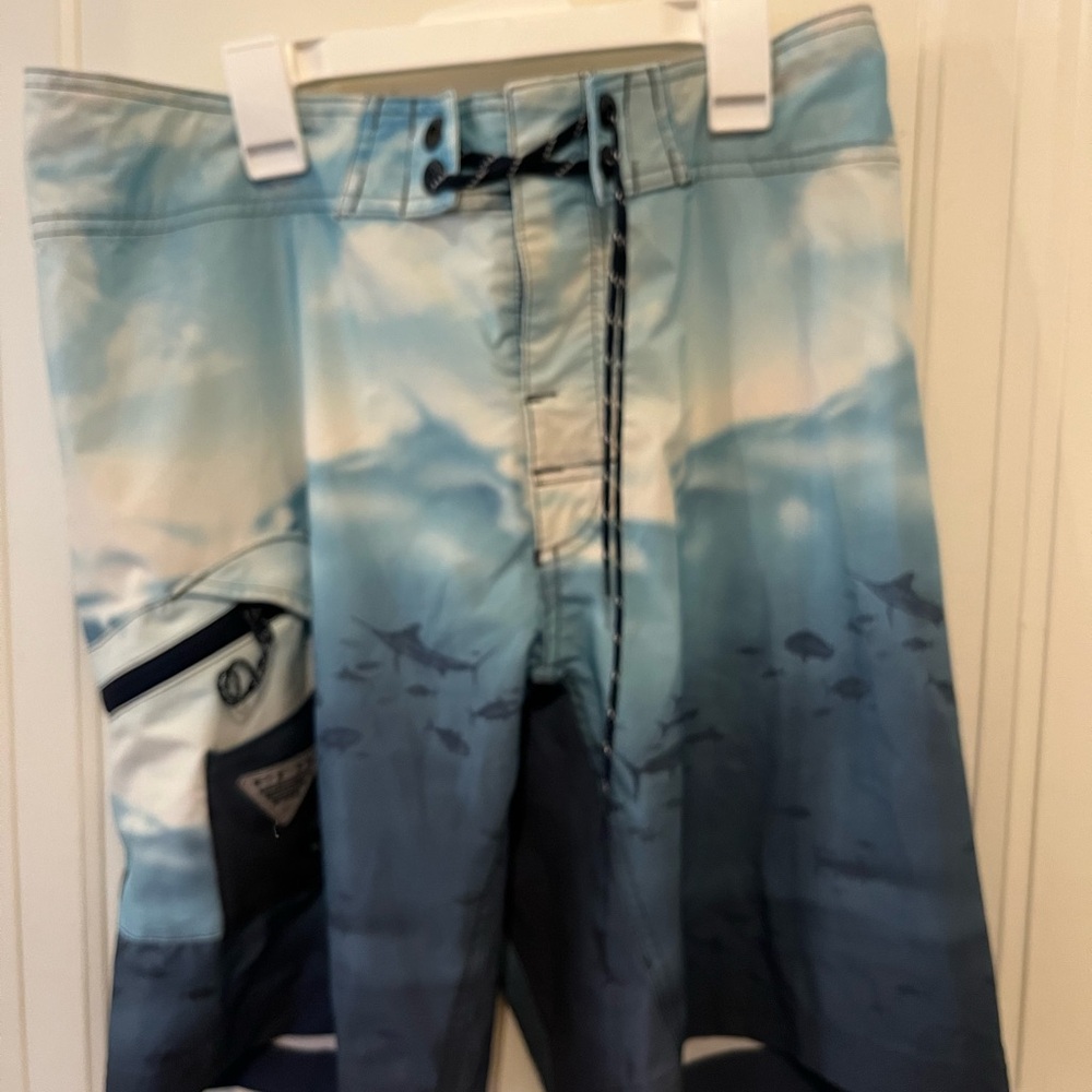 Columbia Blue and White Gradient Board Shorts